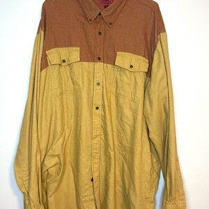 The Foundry Supply Co. Brown and Tan Casual Button Down Shirt